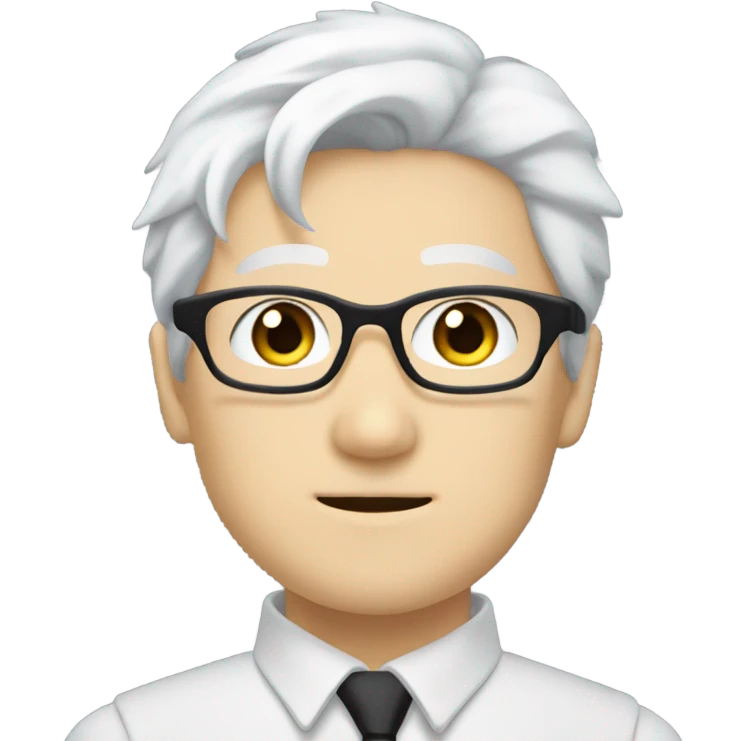 gojo satoru, blue eyes, black glasses, white hair emoji