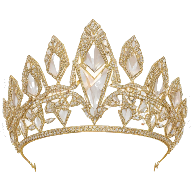 art deco tiara gold crystals no background emoji