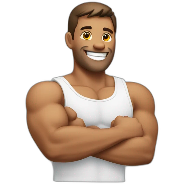 muscular man with plastered left arm smiling and showing thumbs up  emoji