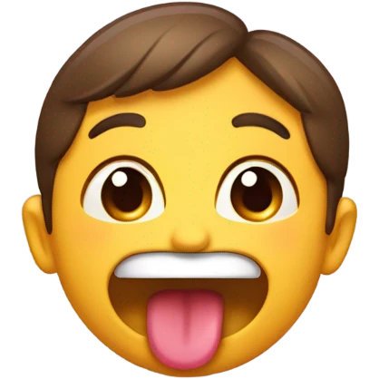 realistic indoor portrait meme with tongue out shaking  emoji