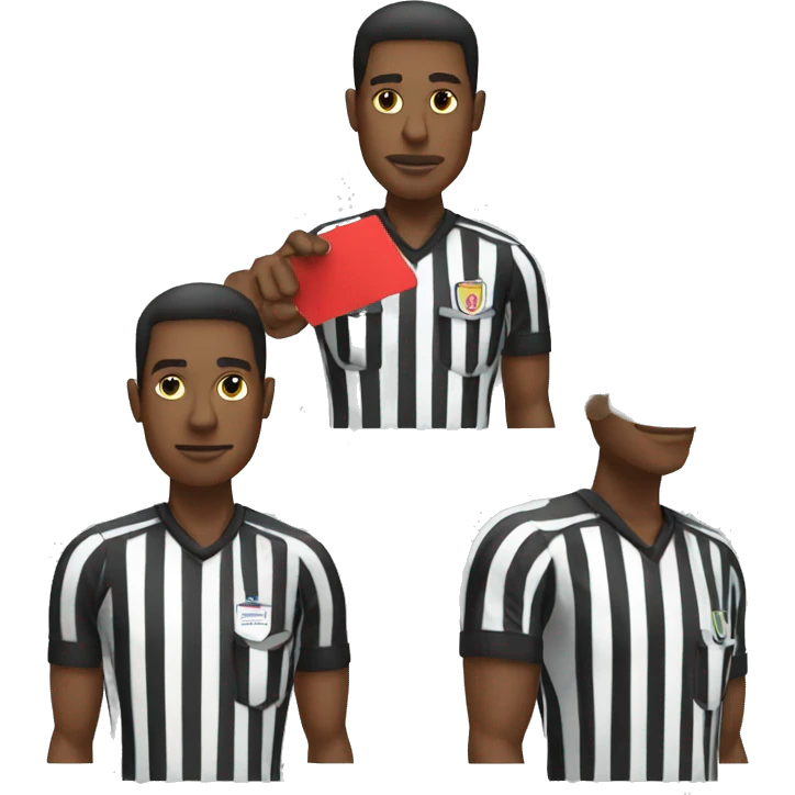 black male referee holding red card emoji