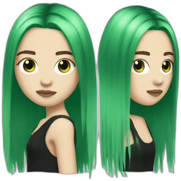 Billie Eilish green and black hair emoji