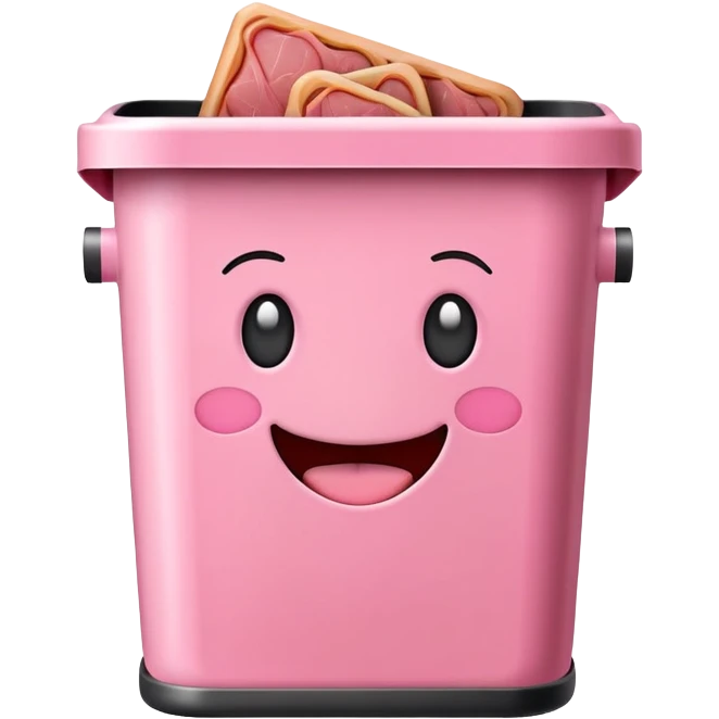 kawaii trash can EMOJI made of SPAM MEAT emoji