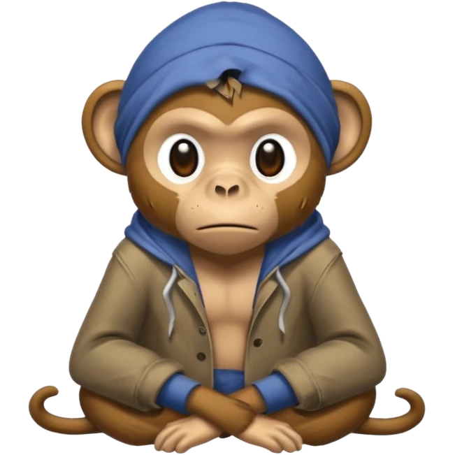 homeless monkey with torn dirty clothes emoji