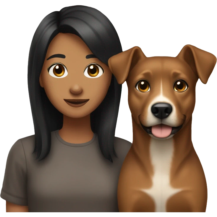 My brown dog and me whit black hair and light brown skin emoji