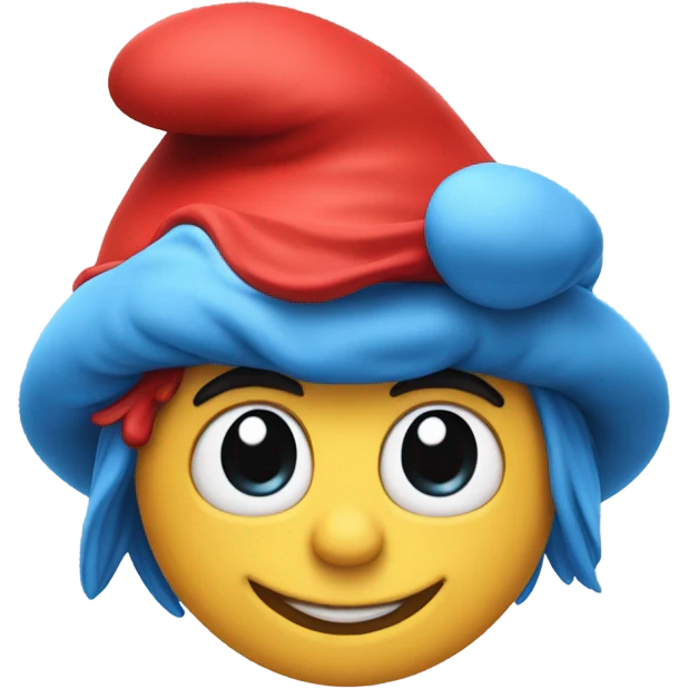 Smurf with red hat emoji