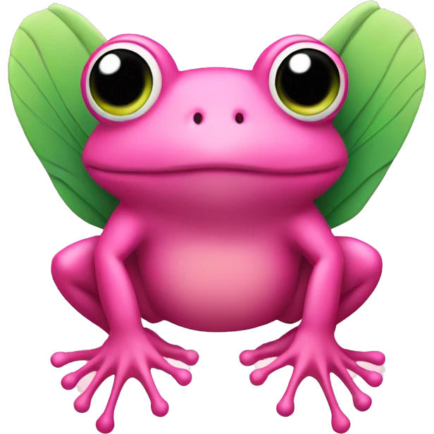 Pink frog with green wings emoji