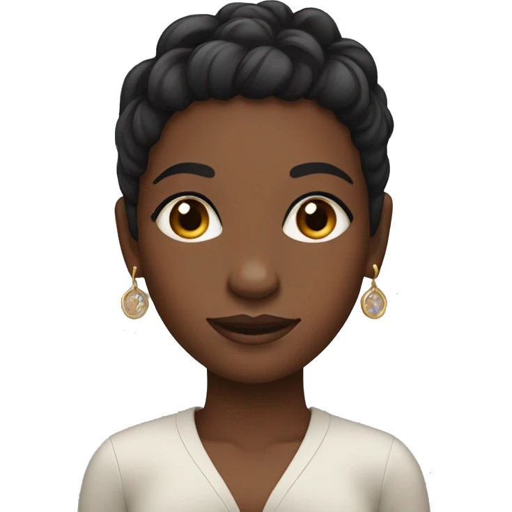 short black girl, haircut with round small earrings emoji