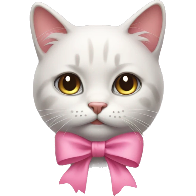 emotional cat with pink bow emoji