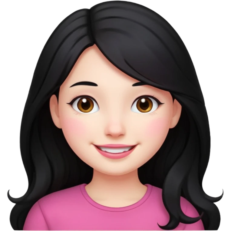 Clean girl long and black Hair and pink Cheek emoji