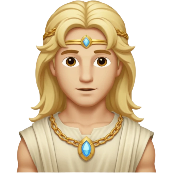 Adonis, God of Beauty from Gods and Goddesses with long golden blonde hair, cream outfit emoji
