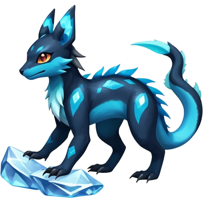 Colorful Dark Shiny Exotic Salandit-Aurorus-Glaceon-Umbreon-Fakémon-hybrid-creature (full body)  emoji