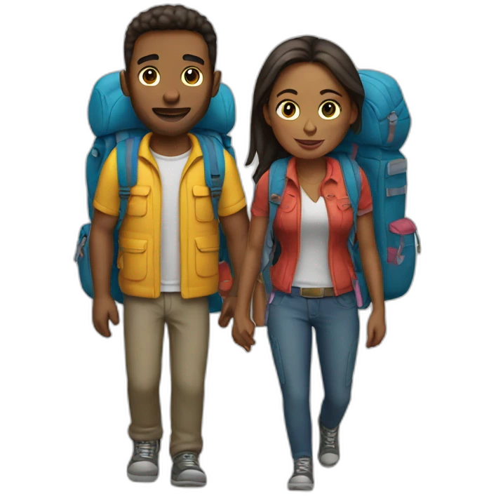 Couple with backpacks emoji