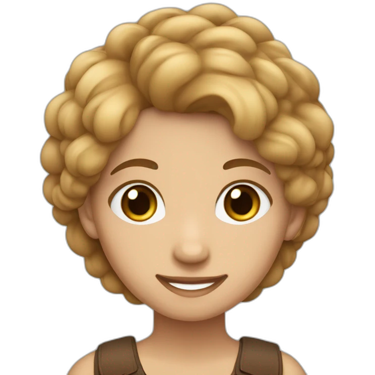 un adolescente con pelo liso y cafe castaño claro con ojos azul emoji