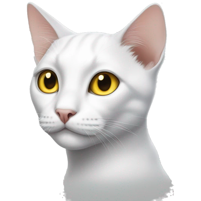 white cat  yellow eyes black spot on head next to right ear emoji