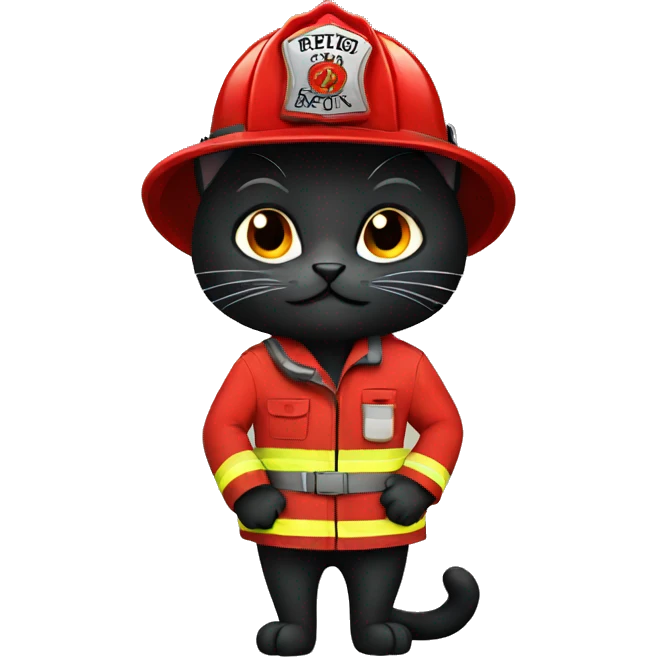 black cat firefighter emoji