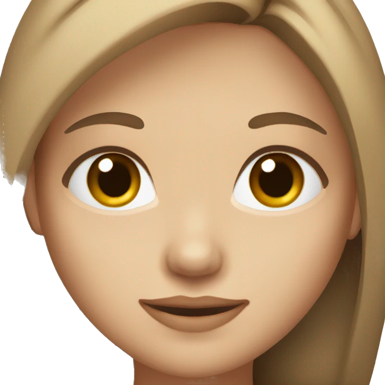 Girl emoji with light brown hair, dark brown eyes and white colored skin emoji