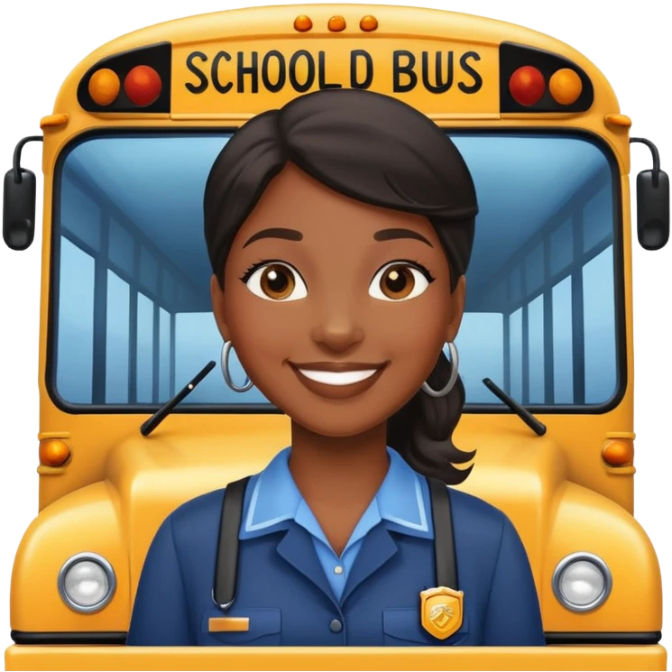 School bus driver black female emoji