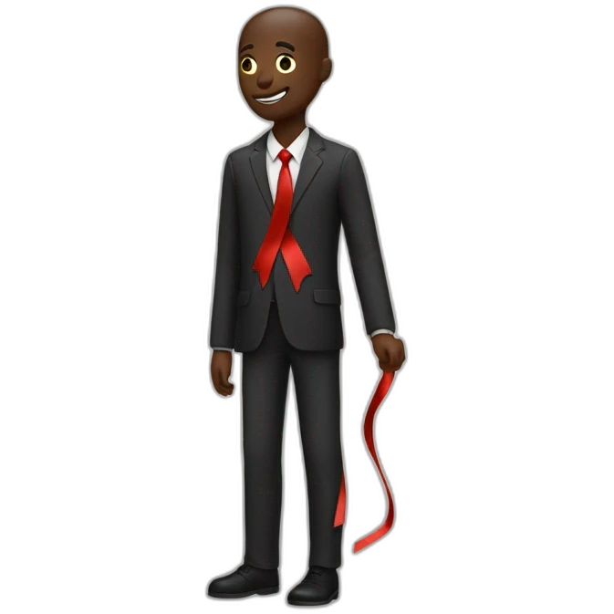 black stick man with red ribbon emoji