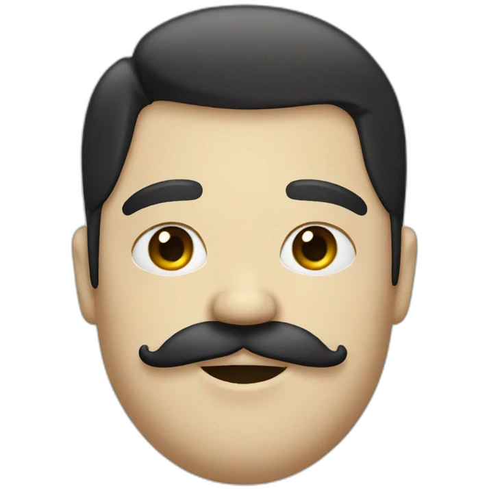 Fat, teenage mustache, black hair, white skin emoji