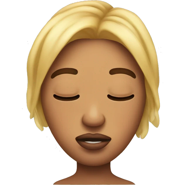 emoji with closed eyes, inflated lips and hands with long nails emoji