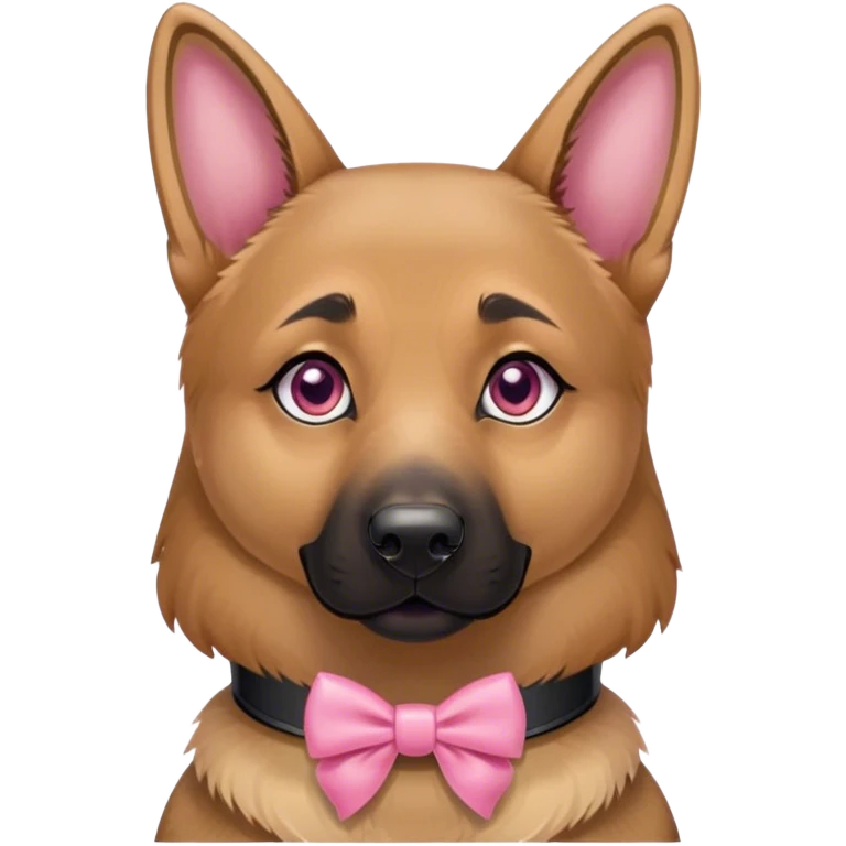 German Shepherd girl honey eyes pink bow collar  emoji