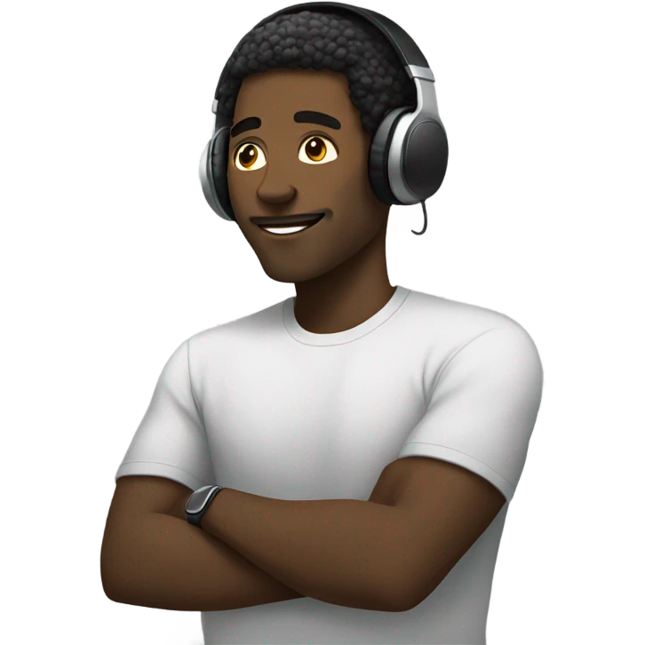 Black man listening to music with headphones on emoji