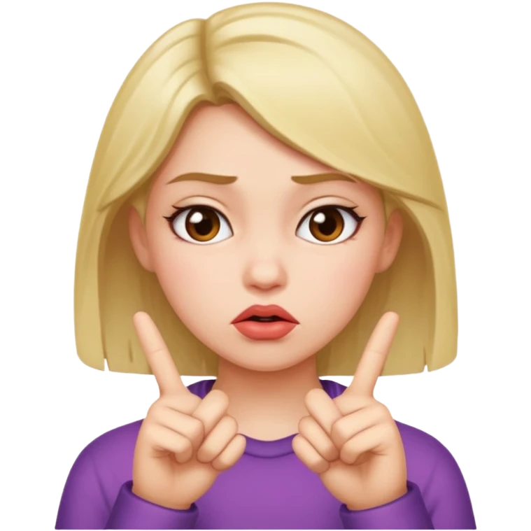 girl pouting and 2 fibgers up emoji