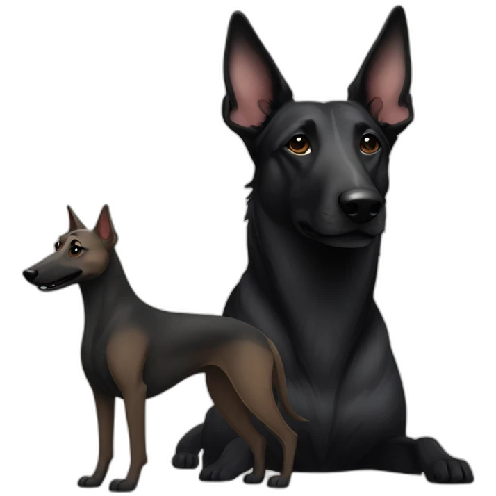 Brindle greyhound and black German shepherd emoji