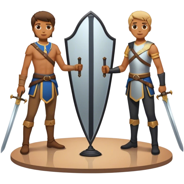 the sword on the floor and a mirror person emoji