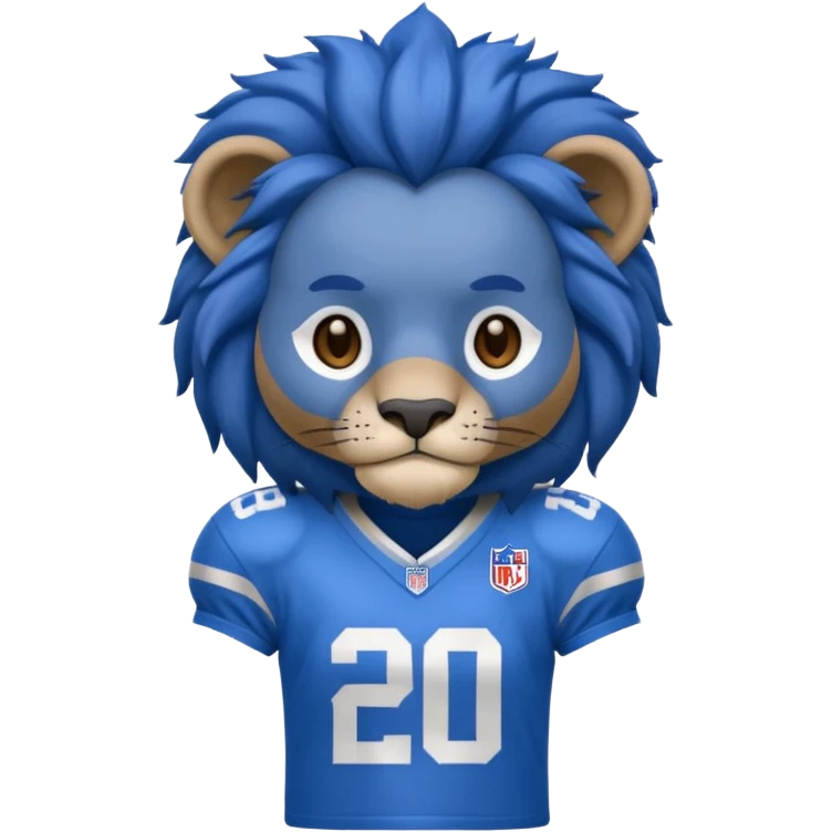 blue color lion wearing american football jersey emoji