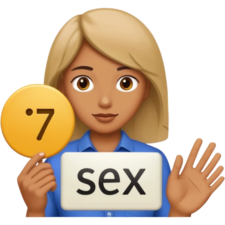 Make a person hold sex on the left and seven on the right emoji