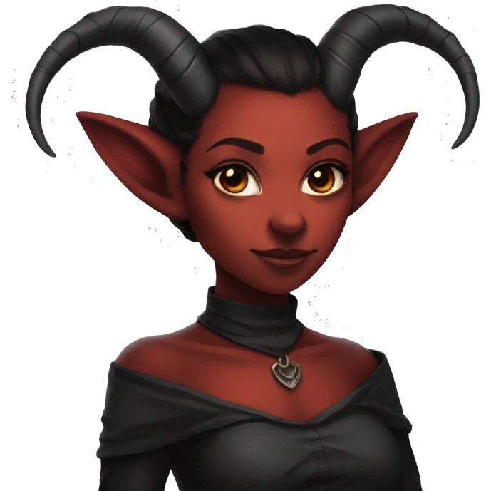 cute female tiefling red skin black horns emoji