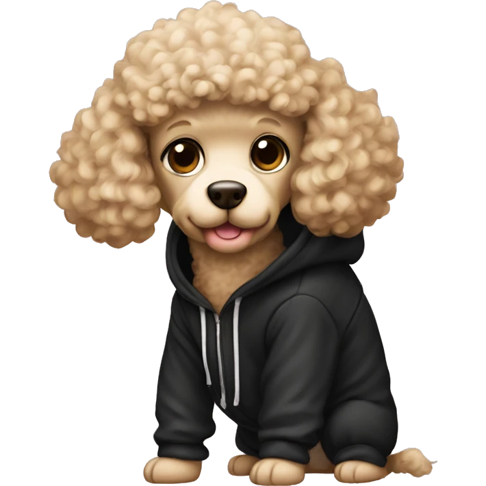 You poodle wearing a black hoodie  emoji
