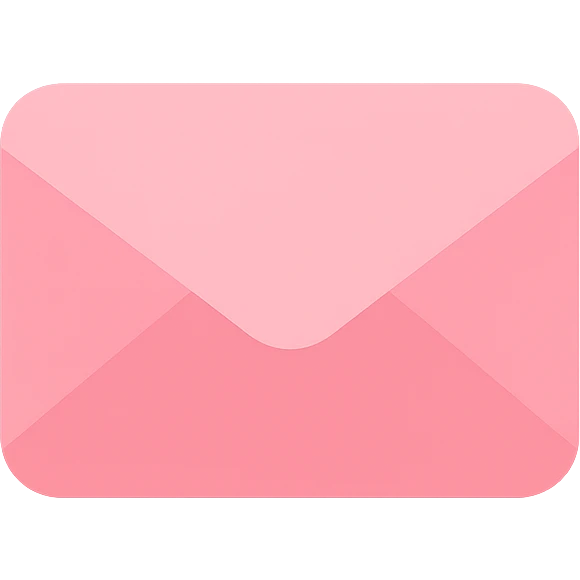 minimal monotone pink envelope icon, soft and playful, simple clean shapes, slightly rounded, flat style, suitable for Notion workspace emoji