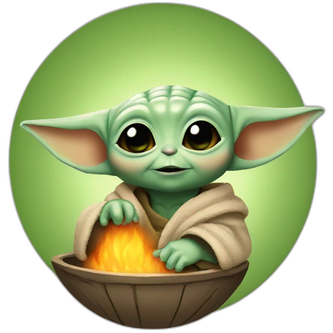 Baby yoda holding hearth emoji