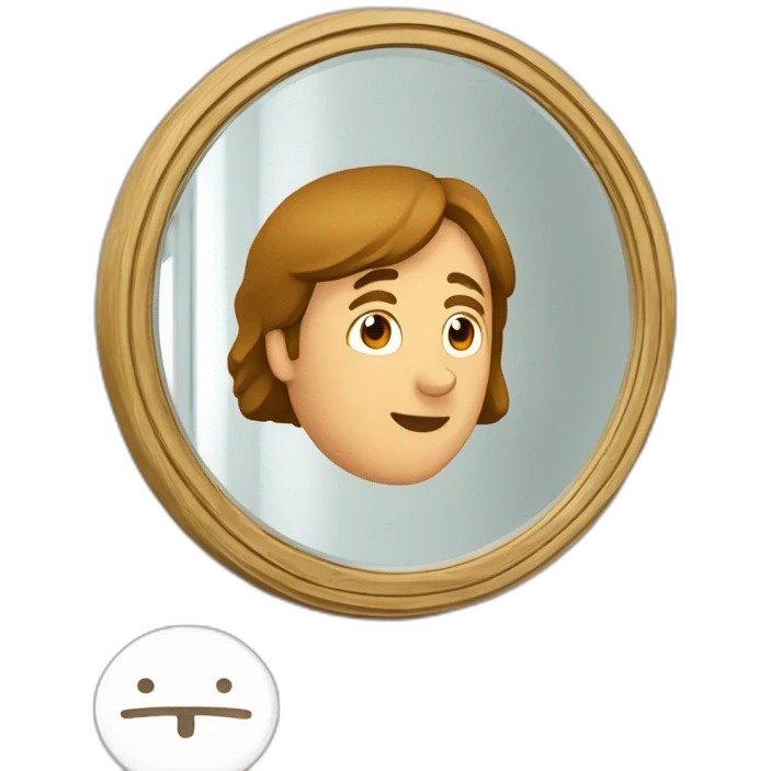 quelqu'un de brun devant un miroir on voit le miroir et la personne de dos emoji
