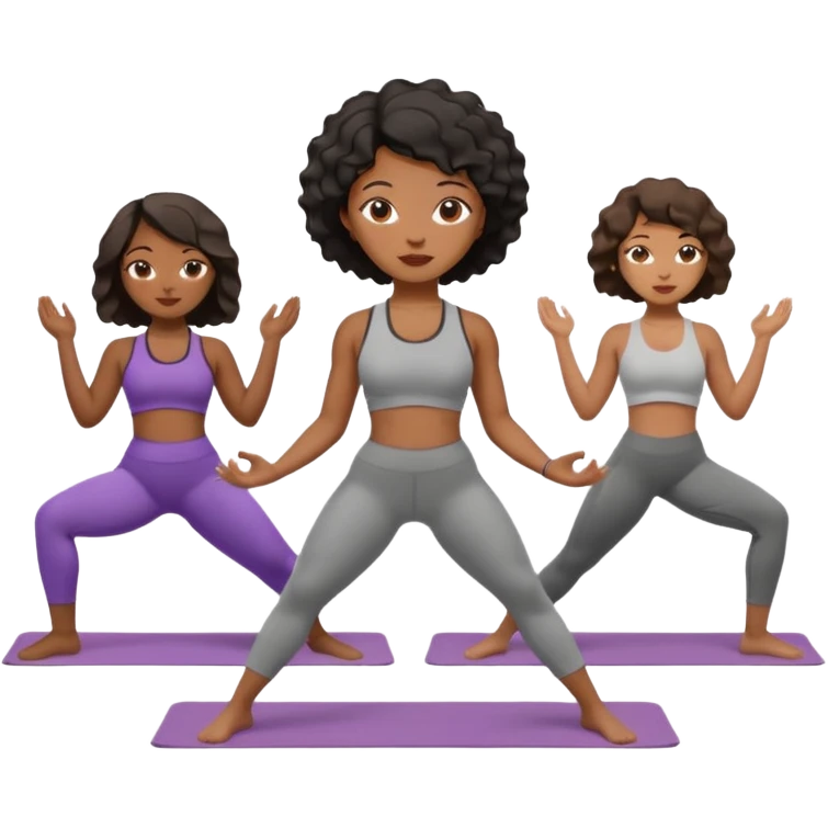 black women doing yoga with short hair wavy cut emoji