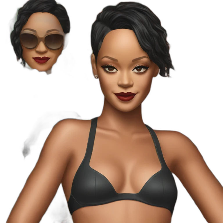 rihanna wearing a hawaii wetsuit hyperrealistic emoji