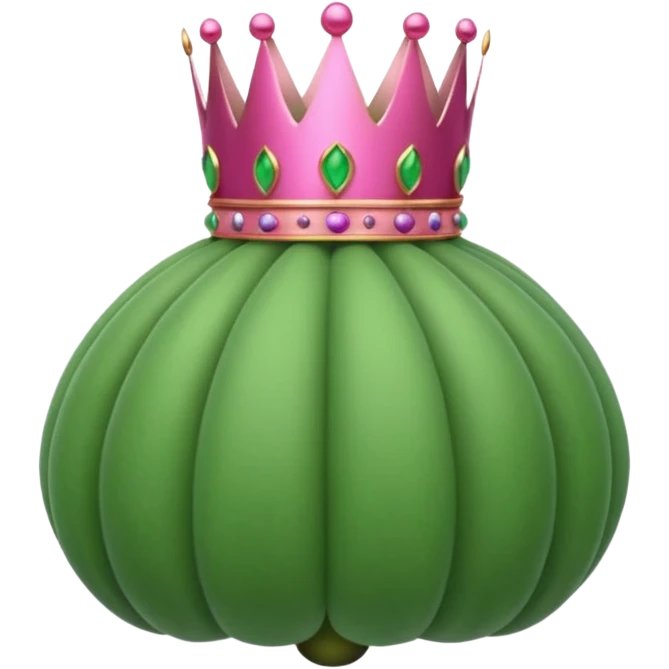 Green Opium pod with pink crown emoji