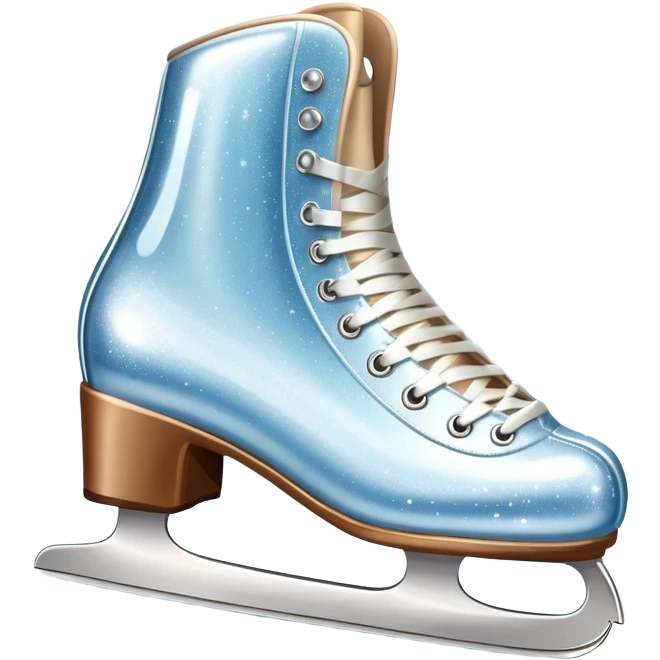 An icon showing elegant figure skates and a sparkling dress in close-up on an ice rink. The background features a graceful arena with soft lights reflecting on the smooth ice. Transparent background highlights the beauty, style, and artistry of figure skating. emoji