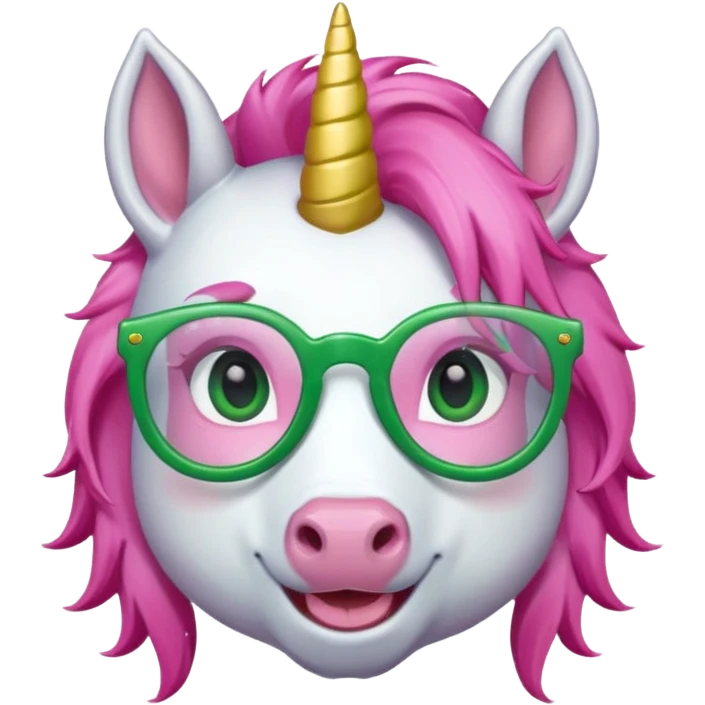 unicorn with green glasses and pink hair emoji
