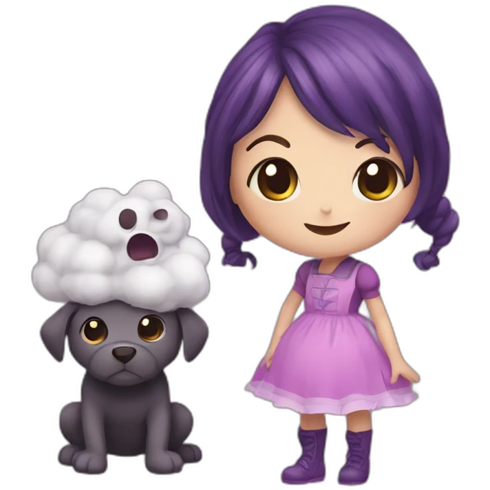 Boo befriending muffet emoji