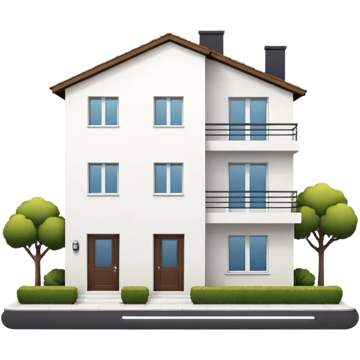 shared house minimalistic on white background, fullly filled emoji