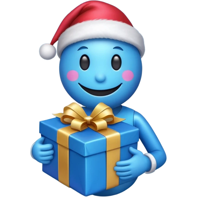 Blue smiley showing a present emoji