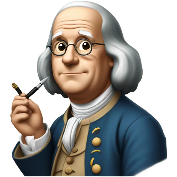 Benjamin Franklin smoking a pen emoji