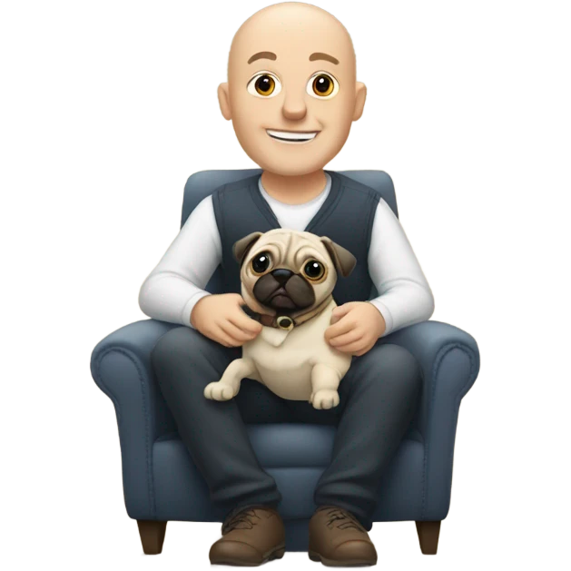 bald man with pug emoji