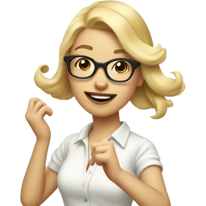 blonde girl dancing wearing glasses lindy hop emoji