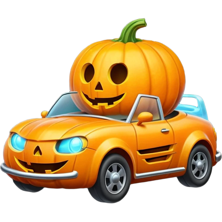 ghost driving a pumpkin car emoji