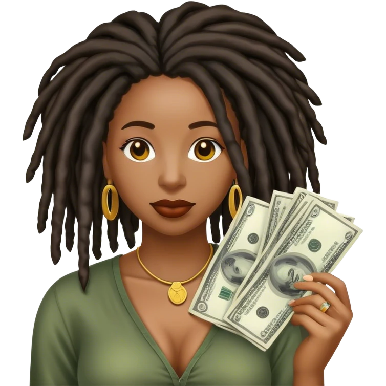 Black woman with locs money emoji